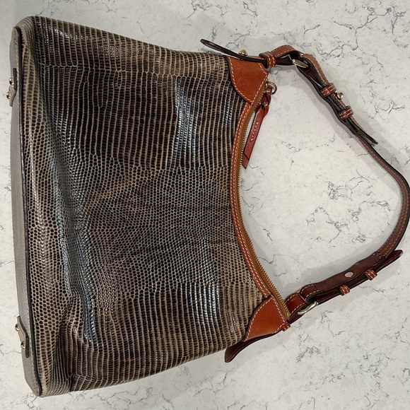 Dooney & Bourke Lizard Embossed Hobo Shoulder Bag - Picture 3 of 7